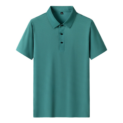 Men's Summer Thin Polo Shirt Men's Cashmere Silk Polo Shirt Business Casual Elastic Collar Shirt T-shirt