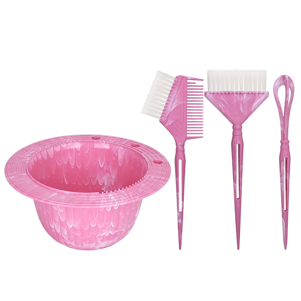 Marble color de cabello conjunto de cepillo de cuenco de 4 piezas conjunto de cepillo de teñido de cabello cuidado especial de corte de cabello cepillo de aceite de corte de cabello