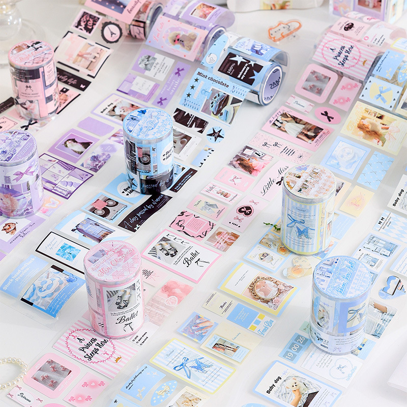 Luz y sombra cápsula transparente cinta adhesiva impermeable pet diy diario de mano pegatinas de decoración retro paisajismo transfronterizo pegatinas de mano