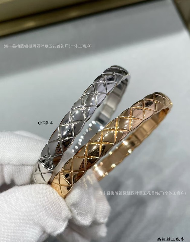 小香风coco菱格纹镶钻手镯精工CNC镀18k玫瑰金轻奢小众高级感手环|undefined