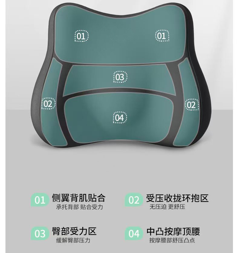 Cross-Border Foreign Trade Car Headrest, Neck Pillow, Lumbar Support, Car Lumbar Cushion, Lumbar Support, Memory Foam Seat Cushion