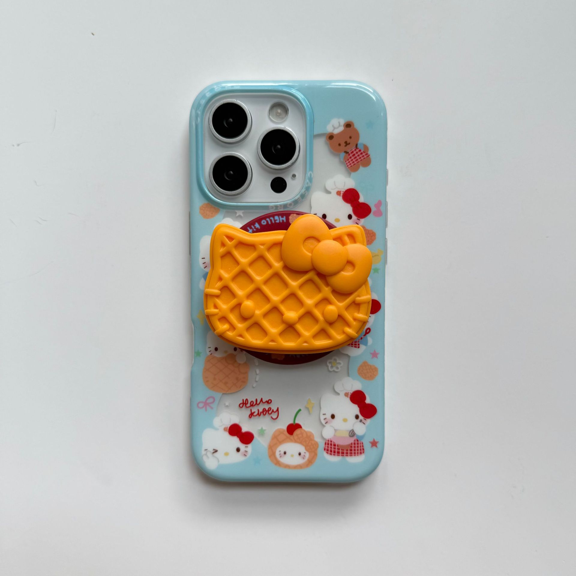 Los waffles de gato KT de pantalla completa de dibujos animados estilo ins son adecuados para Apple 15/16 funda para teléfono móvil 14Pro femenino 13 nuevo 16Pro