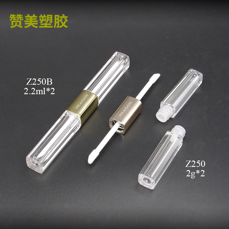 二合一双头液体眼影管 化妆品方形透明唇釉空管 唇部啫喱包材