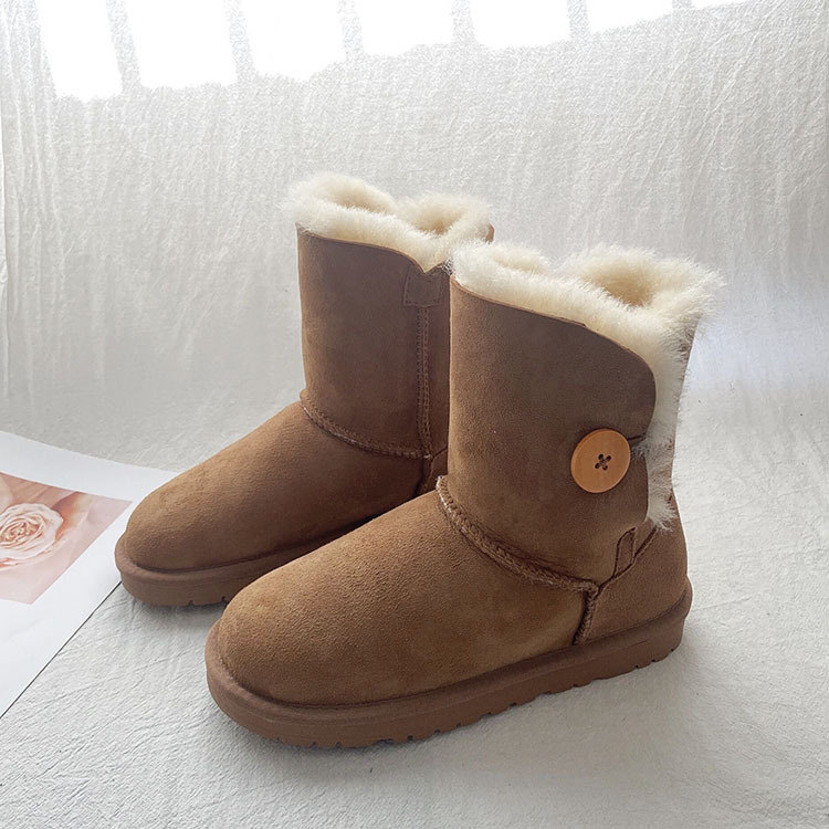 Women's Snow Boots With Sheep Fur Lining And Thick Wool Warmth_voghion.com