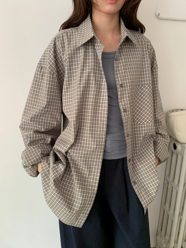 广州十三行2025秋韩系纯棉宽松前短后长设计休闲长袖衬衫女02707|undefined