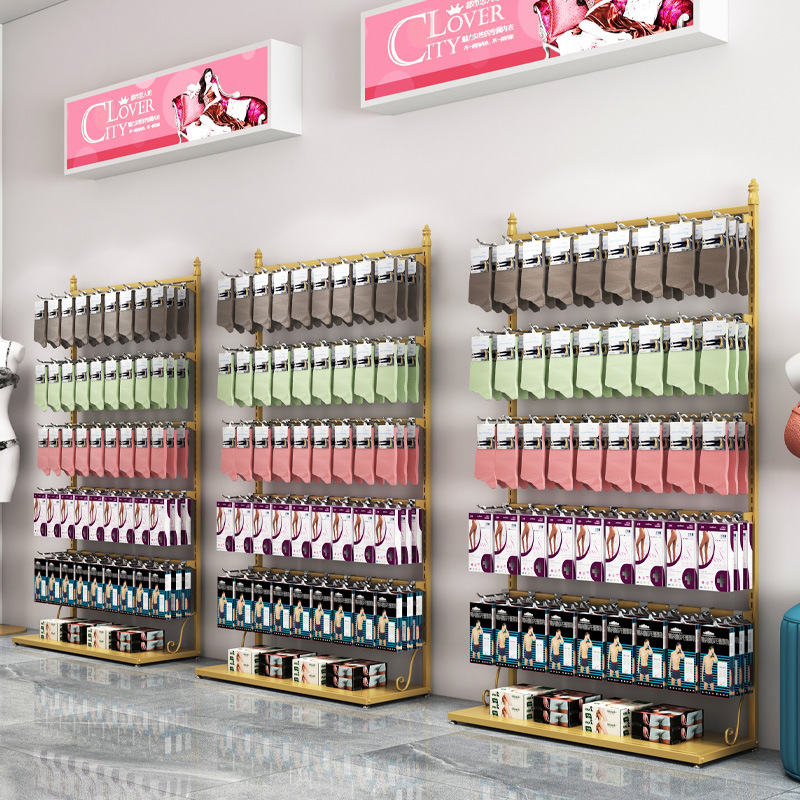 袜子展示架丝袜裤袜可移动式短裤落地双面中岛架手机壳饰品陈列架