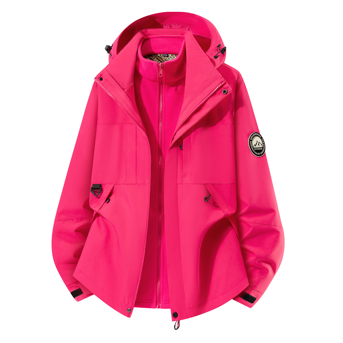 New mountain-style three-in-one women's windbreaker, thickened and warm, two-piece set, windproof and water-resistant, outdoor sports windbreaker