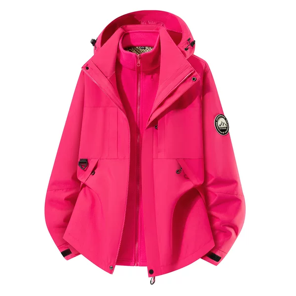 New mountain-style three-in-one women's windbreaker, thickened and warm, two-piece set, windproof and water-resistant, outdoor sports windbreaker