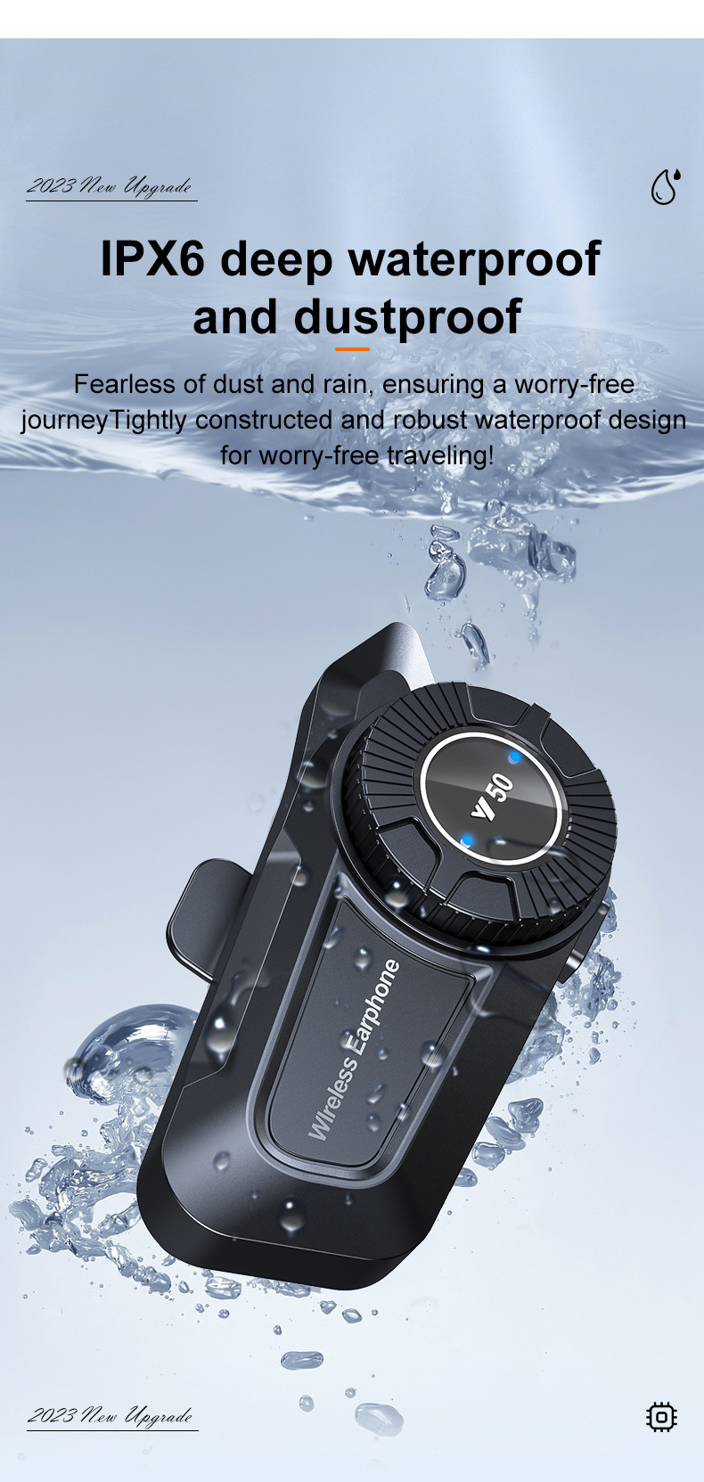 Cross-Border New Y50 Helmet Bluetooth Headset 1800Mah Long-Lasting Battery Life Intelligent Noise Reduction Waterproof Motorcycle Dedicated