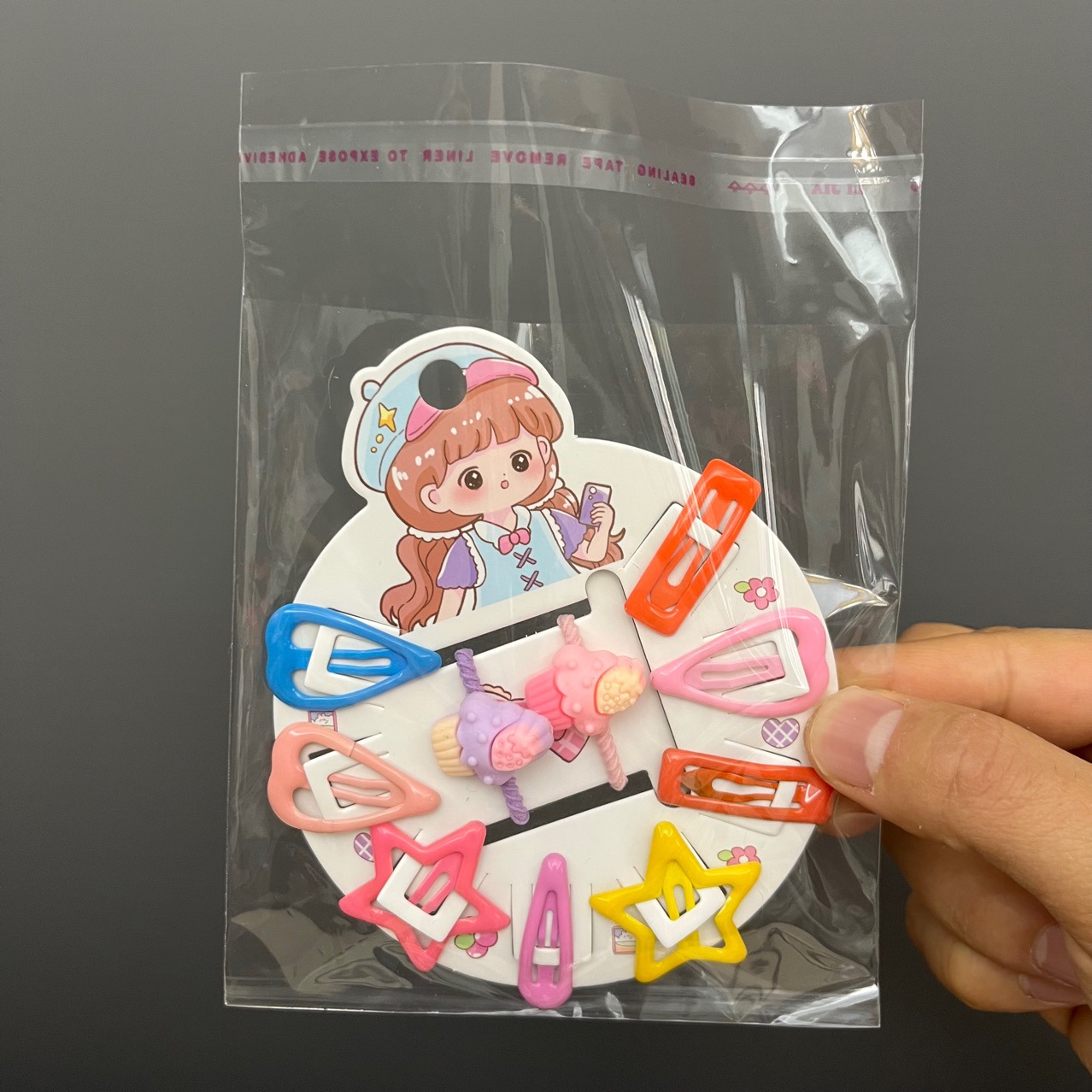 KP1119小女孩八卡位小发夹子包装纸卡片儿童皮筋bb夹组合套装卡头
