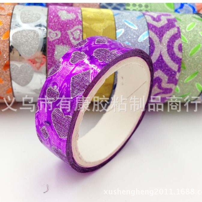 Amazon transfronterizo creativo DIY polvo de oro cinta decorativa exquisito Arco Iris brillo cinta decorativa álbum