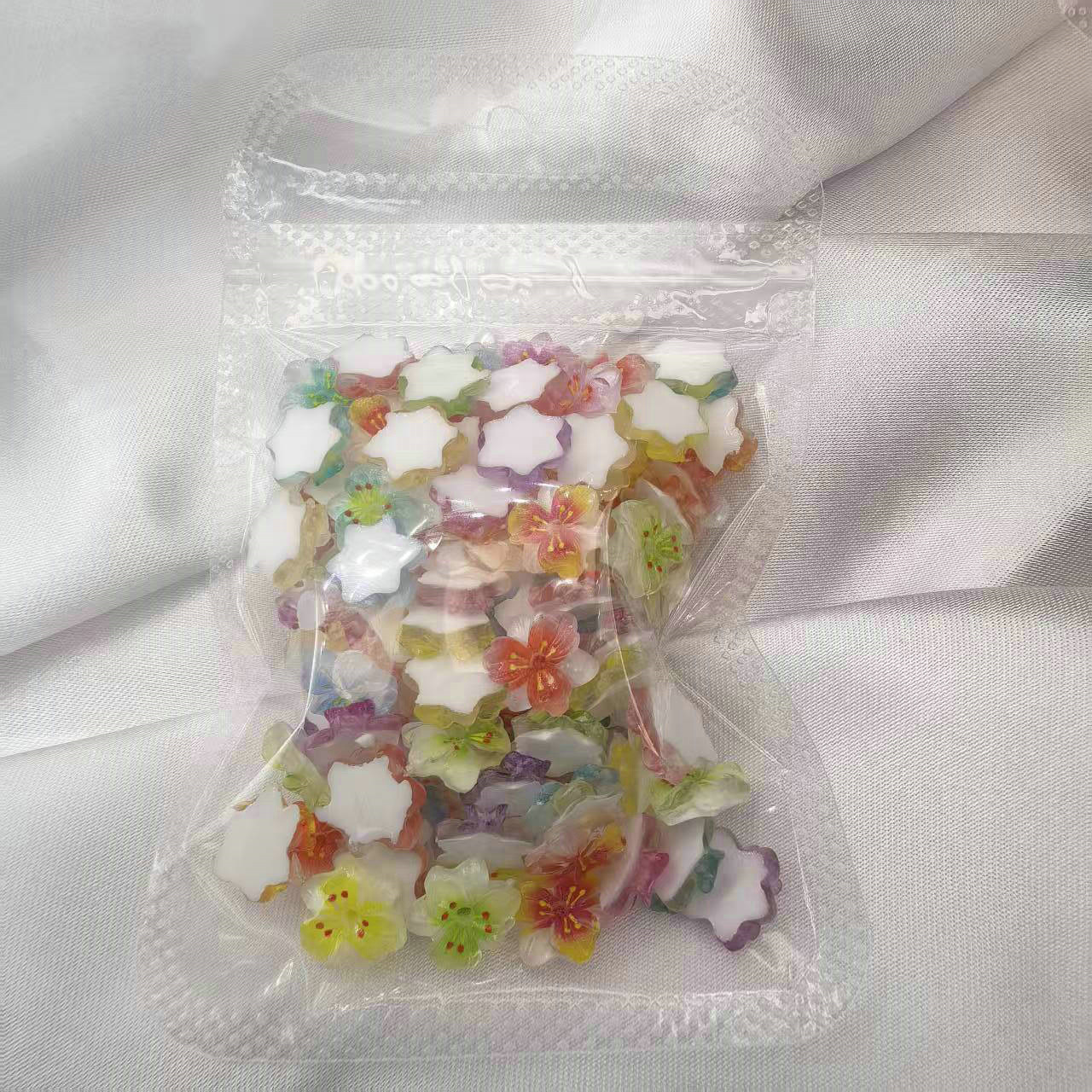 新款冰透花瓣美甲饰品树脂花网红三生桃花美甲小饰品批发树脂01