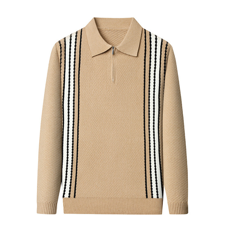 Polo de punto transfronterizo a rayas de hombre nuevo negocio de manga larga otoño invierno simple moda casual suéter de hombre