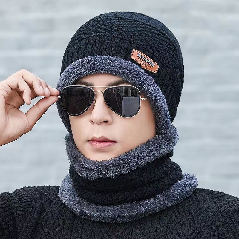 帽子男冬天韩版加绒毛线帽加厚针织帽秋冬季套包头棉帽保暖帽女士