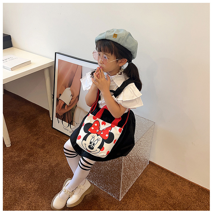 2023 Trendy and fashionable children's canvas cartoon printed crossbody bag, Korean version cute single-shoulder hand-held girls' coin purse undefined