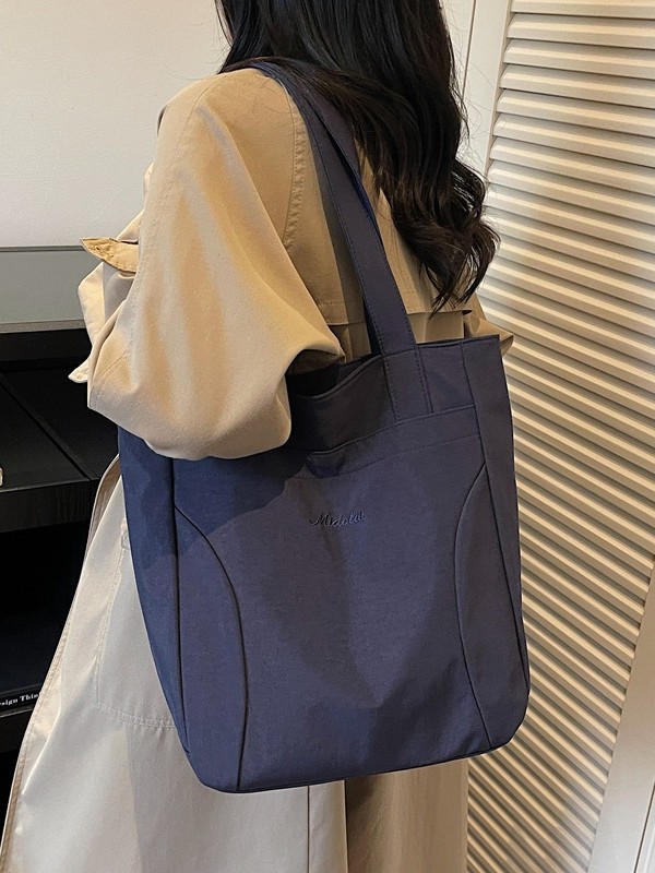 Bolsa de lona para mujeres nuevo estilo japonés retro simple de color sólido gran capacidad bolsa de transporte universal mochila universitaria