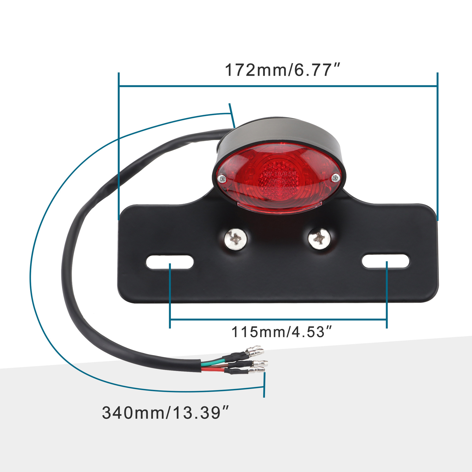 Chrome-plated motorcycle indicator brake rear taillight integrated steering signal reversing light red adapted scooter ATV