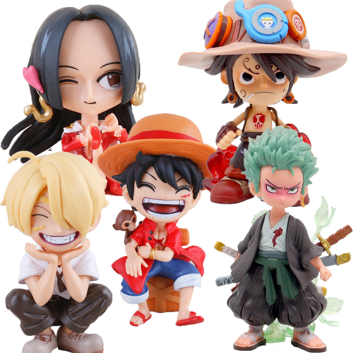 海贼草帽团Q版大头路飞坐姿索隆大笑山治桌面装饰手办潮玩动漫周