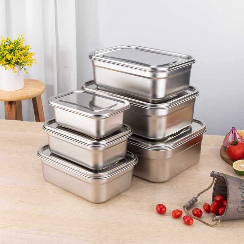 Capacious rectangular storage box for commercial use stainless steel