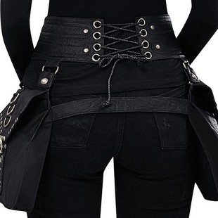 Bag Women's New Cross-border European and American Steampunk PU Leather Women's Bag Outdoor Mobile Phone Retro Waist Ornament Waist Bag Cross-border