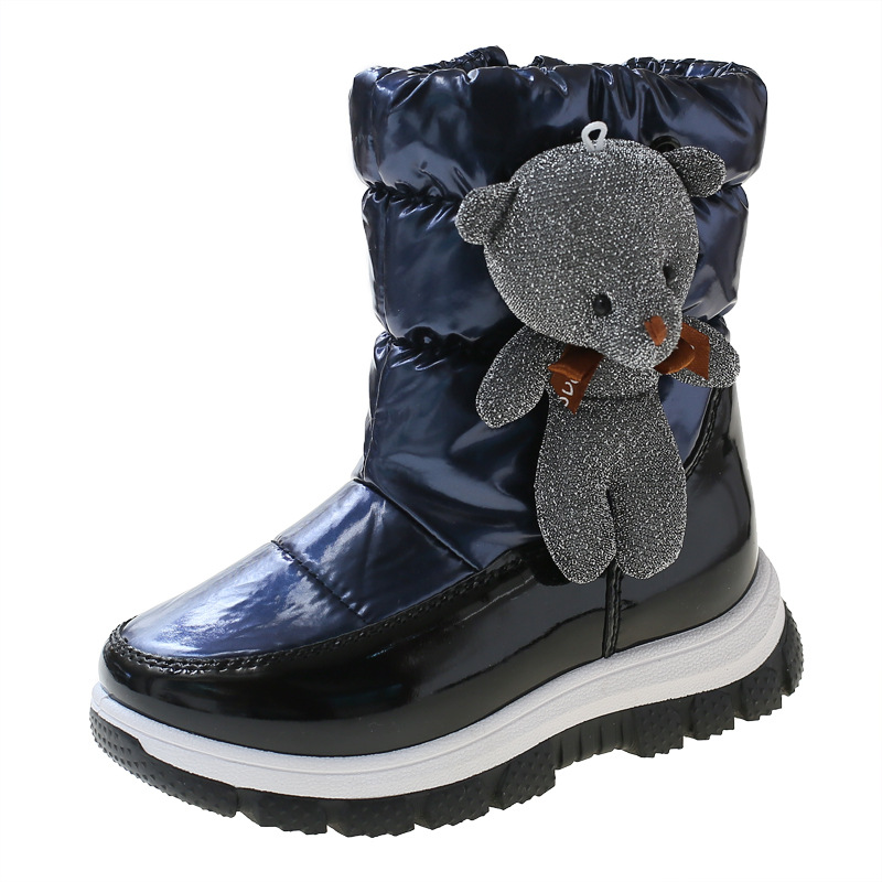 Fábrica de botas de nieve para niños transfronterizos al por mayor zapatos acolchados de algodón para niños medianos y grandes botas de invierno cálidas forradas de lana botas de invierno para niñas de comercio exterior
