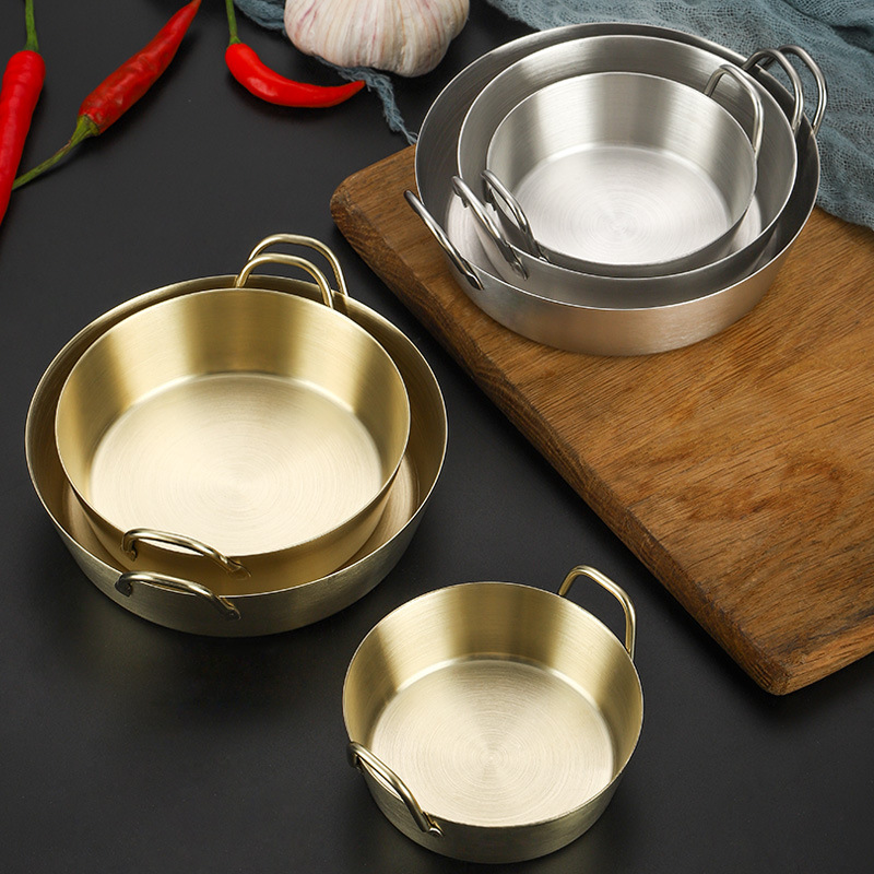 Coreano 304 salsa de acero inoxidable binaural Plato de oro comercial de inmersión condimento plato encurtidos snack plato al por mayor