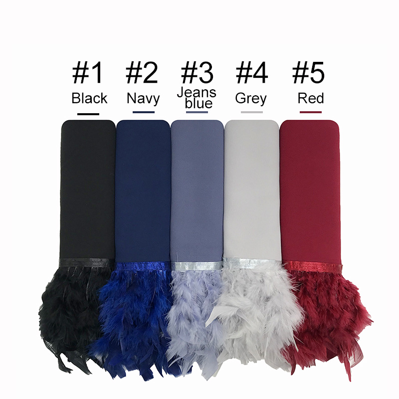 Elegant MH039 Chiffon Scarves with Feather Design, Perfect for Hijab Style7