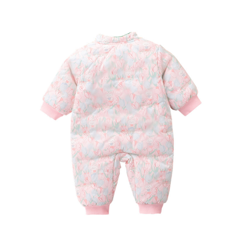 Bebé acolchado mono estilo occidental mujer bebé Otoño e Invierno estilo chino cheongsam mameluco un mes cien días lindo mameluco