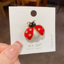 欧美跨境个性时尚独特设计感可爱七星瓢虫扣针款创意卡通昆虫胸针