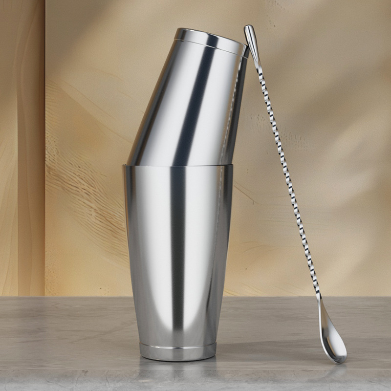 304 acero inoxidable Boston mezclador de cóctel shaker bar salón cuchara taza de medición conjunto de mezcla