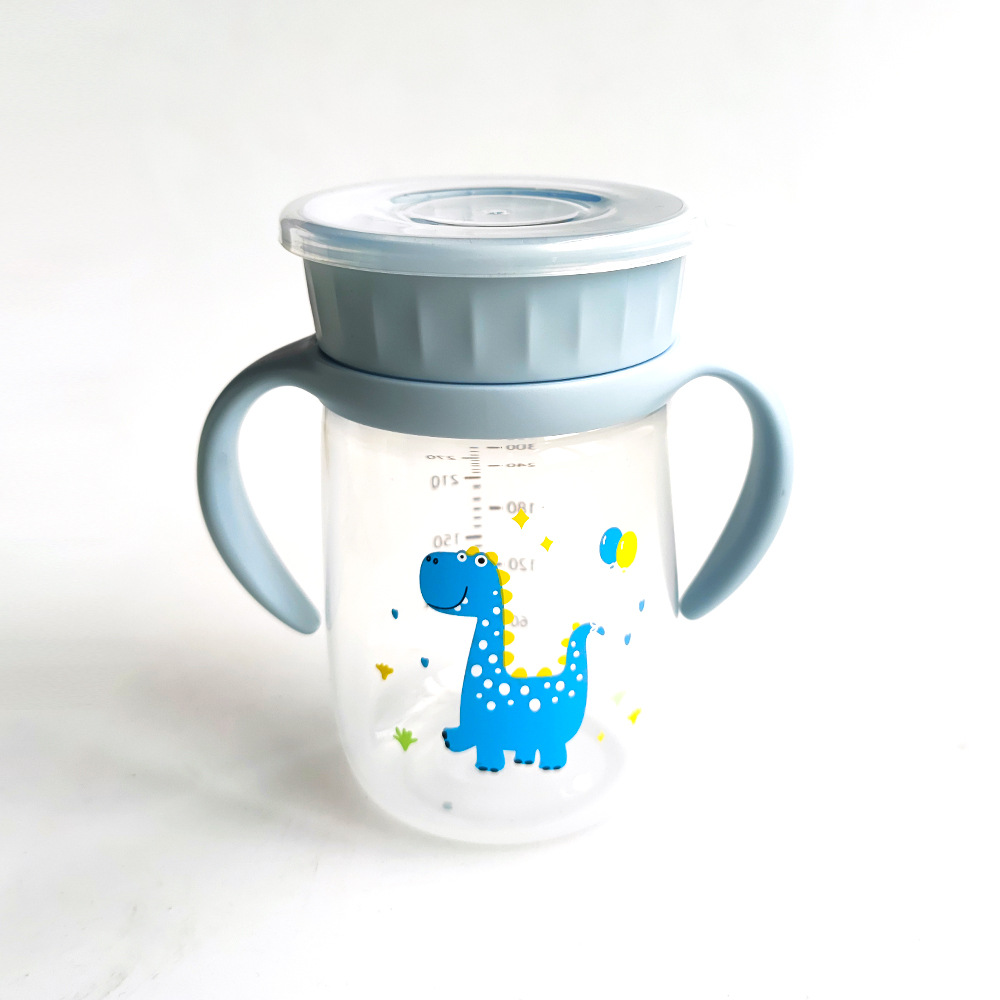 Taza de dibujos animados para bebés, taza de entrenamiento de agua potable anti-asfixia de gran calibre, taza de sorbo de 360 grados para niños, taza para aprender a beber