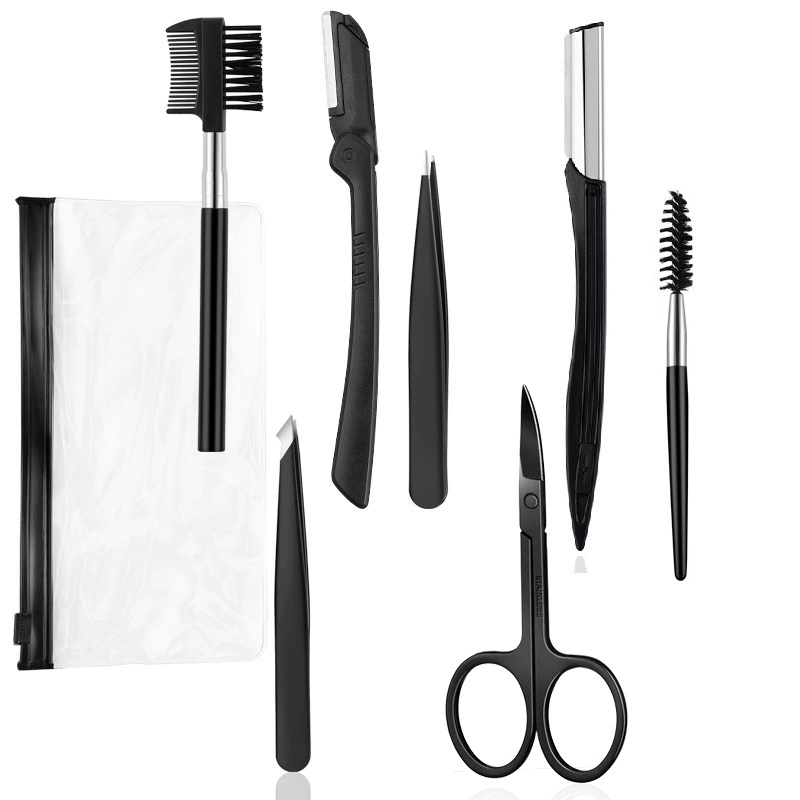 Eyebrow Trimming Kit, multi-piece grooming set with anti-scratch trimmer & precision tweezers