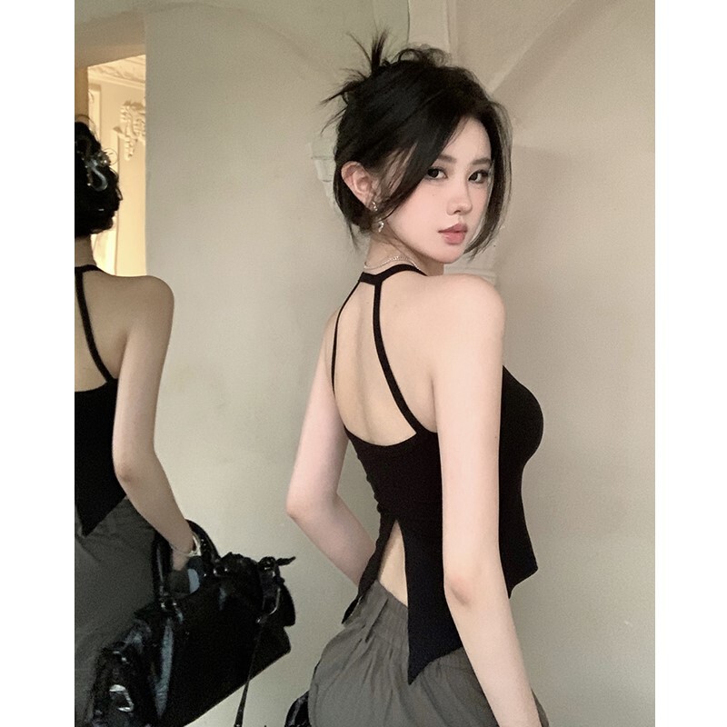 Split Beauty Back Camisole Women's Inner Vest with Chest Pad Black Strapless Sports Underwear Sexy Slim Yoga Top Split Beauty Back Camisole Women's Inner Vest with Chest Pad Black Strapless Sports Underwear Sexy Slim Yoga Top