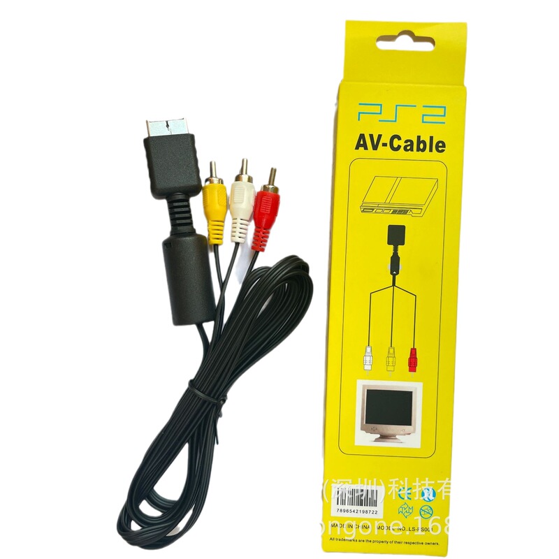 PS2AV Cable PS2 Video Cable Audio Cable PS2AV Cable PS2 Iron Head Av Cable Three Cable with Color Box