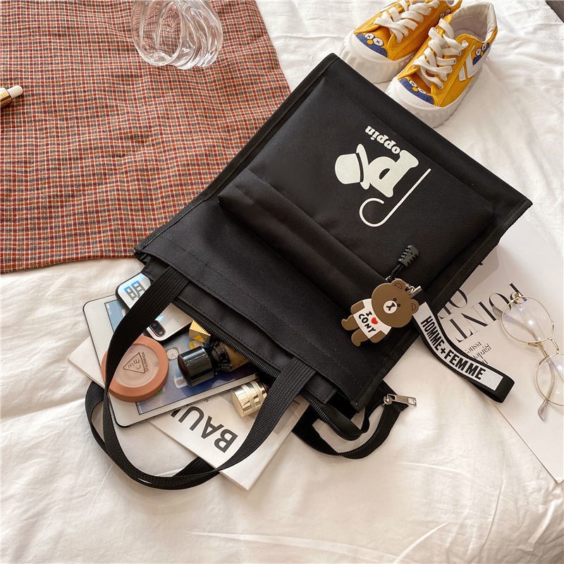 방수 캔버스 A4 도구 가방 남성과 여성을위한 학생 핸드백 어린이 예술 숙제 도구 가방 작은 운반 책 LINGXING