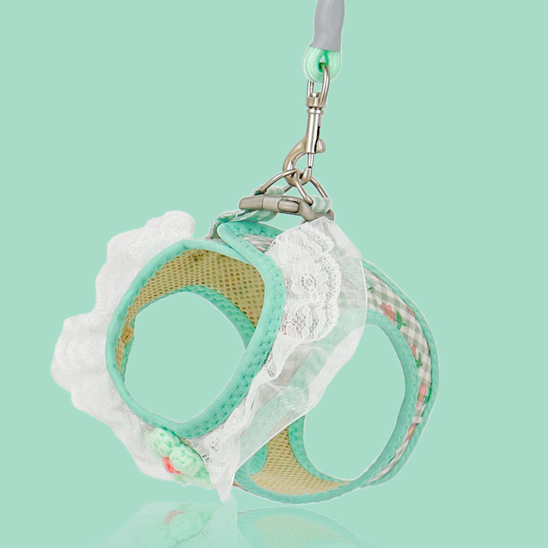 Cordón de tracción para mascotas, cordón de flores de encaje, cinturón de pecho para perros pequeños y medianos, perros, gatos y perros, cordón de perro ajustable para salir