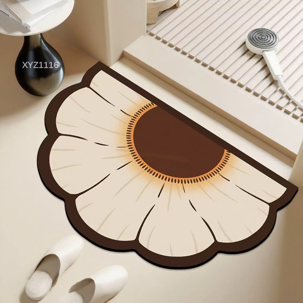 Cream-Style Diatom Mud Bathroom Floor Mat Absorbs Water, Dries Quickly, Is Non-Slip and Stain-Resistant, Bathroom Foot Mat