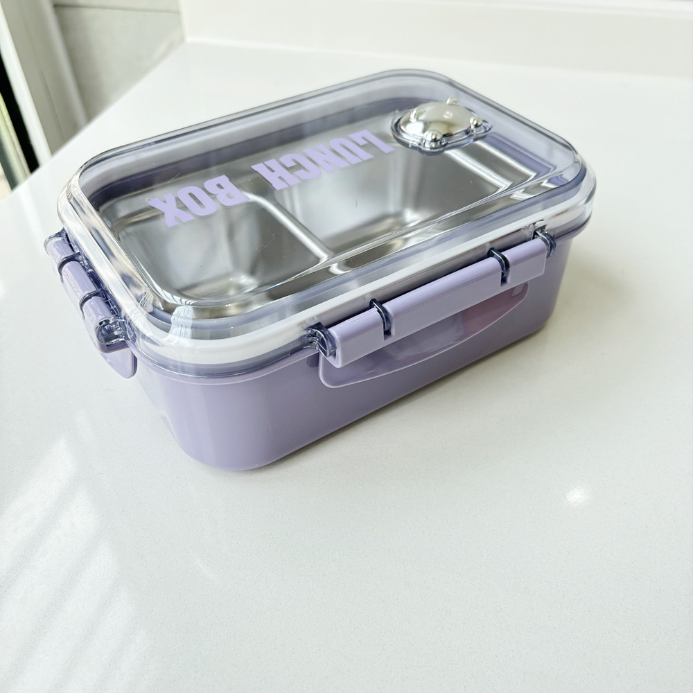 Leichte, luxuriöse Lunchbox aus Edelstahl 304 mit zwei Fächern, isolierte Lunchbox für Studenten und Büroangestellte in Lebensmittelqualität_voghion.com