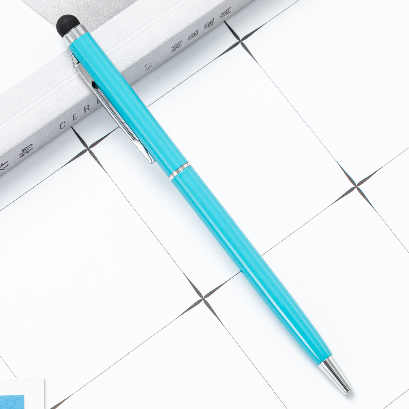 Metal pluma capacitiva varilla de aluminio cabeza de pantalla táctil teléfono móvil táctil bolígrafo de doble propósito regalo táctil pluma al por mayor