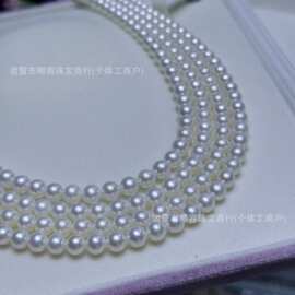6-7mm天然淡水珍珠冷白光正圆细微瑕半成品串珠诸暨珍珠