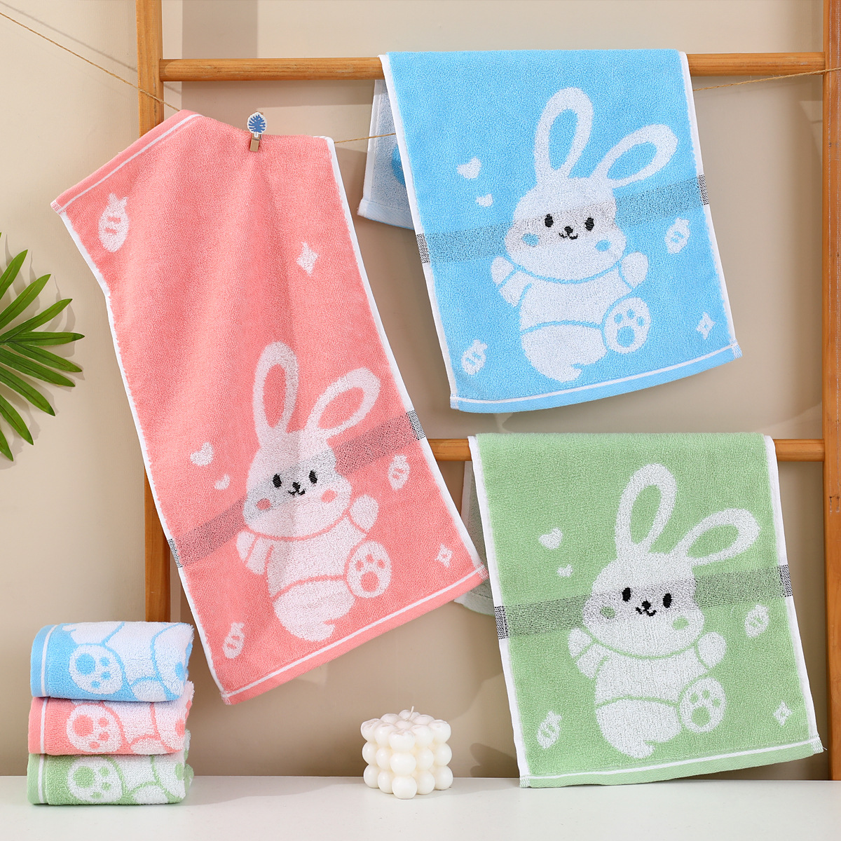 Cotton children's soft cartoon towel for face washing for home use…