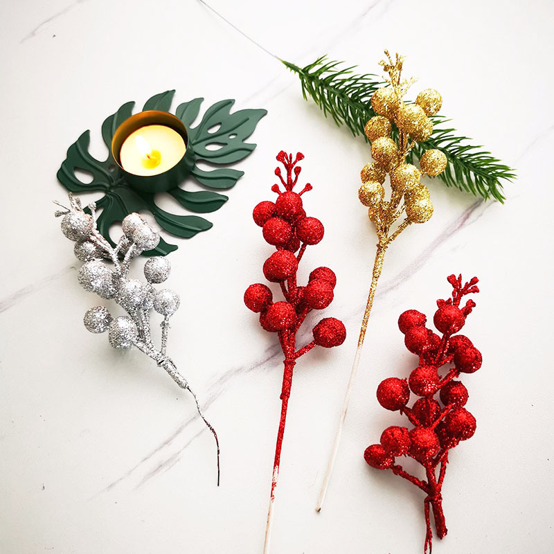 Manufacturer supplies Christmas decorations, golden pink balls, grape berries, festive atmosphere decoration, sequin accessories, festive atmosphere