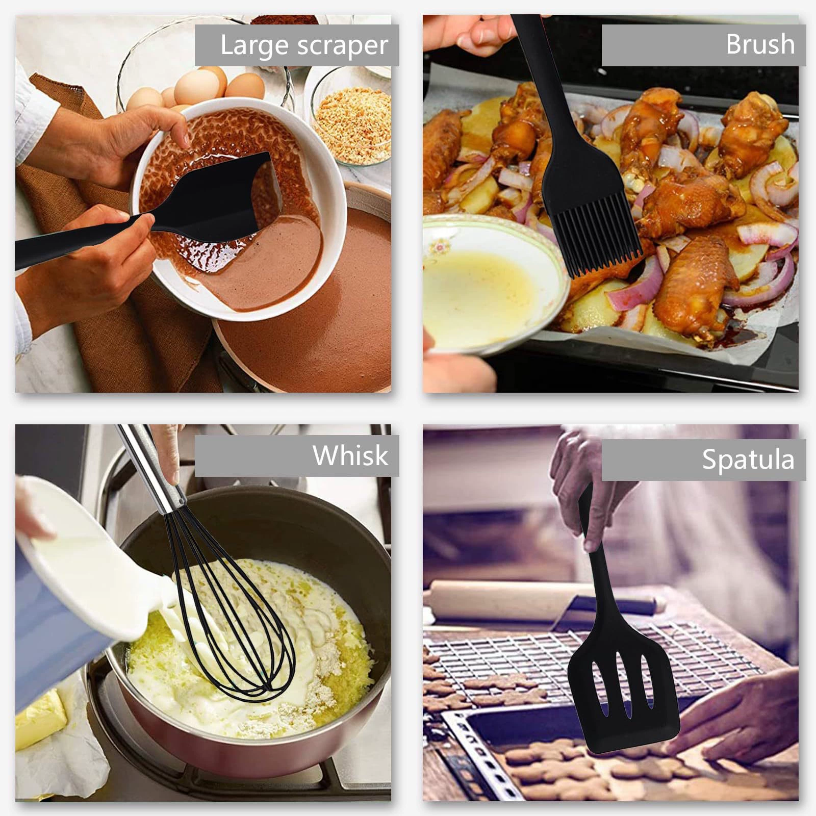 direct sales five-piece set household kitchen utensils scraper oil brush egg whisk kitchen high temperature resistant non-stick pan baking set