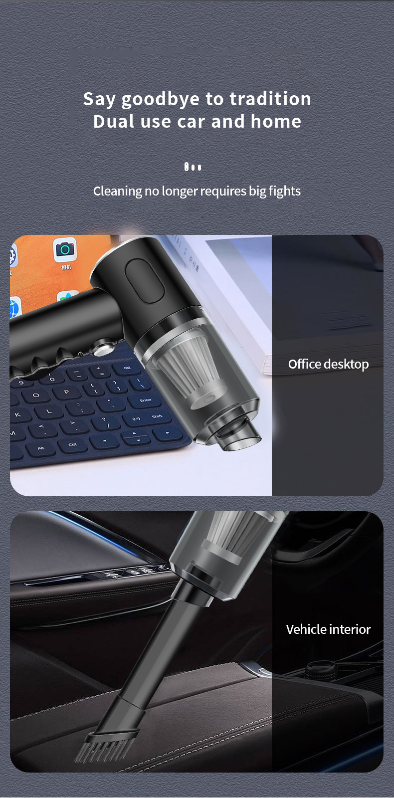 Cross-Border Handheld Car Brushless Vacuum Cleaner with High Suction Power for Blowing Cars USB Rechargeable Portable Small High Power