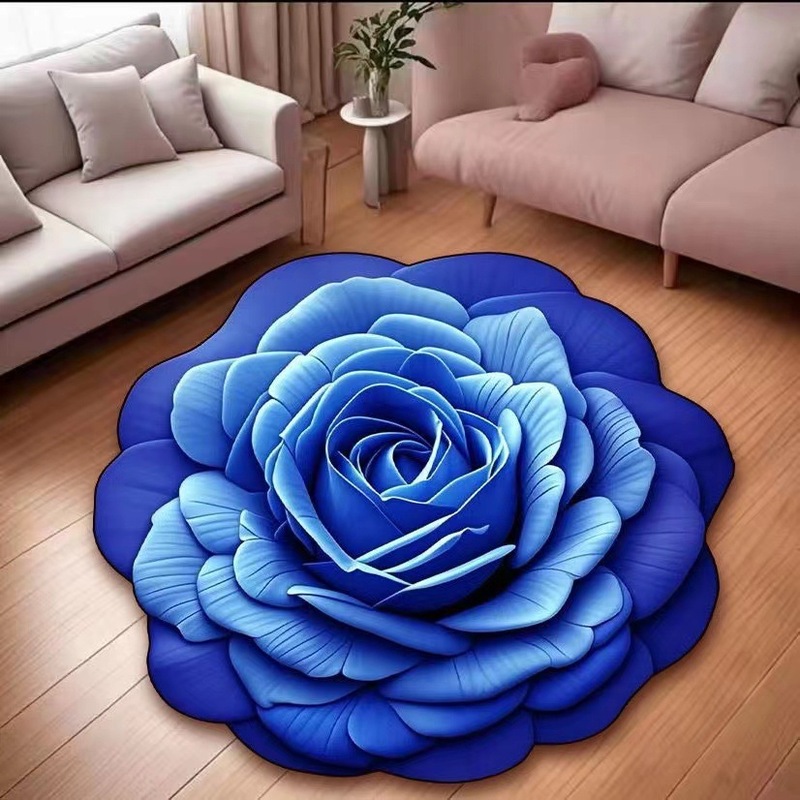 跨境3D立体花朵地毯水晶绒地垫卫生间家用防滑耐脏易打理脚垫子|undefined