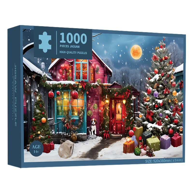 Navidad serie Tarjeta blanca rompecabezas 52*38cm1000 piezas rompecabezas fuente de juguete de papel fabricante en stock al por mayor