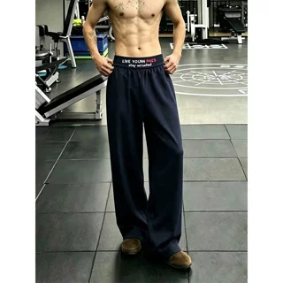 美式复古冰丝速干裤子男夏季潮牌腰头设计感刺绣休闲裤宽松运动裤
