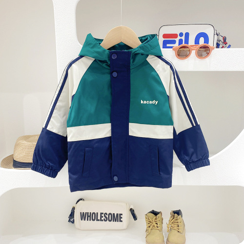 Boys' Jackets Spring 2024 New Korean Style Spring Style Color Block Style Tops Big Children's Baby Jackets Children's Clothing Trendy