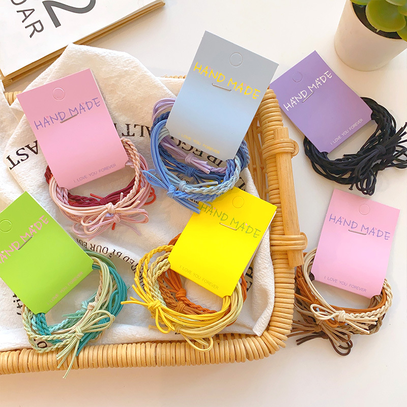 Gradient color knot tied hair tie high elasticity handmade braided hair ribbon simple sweet hair accessory for women