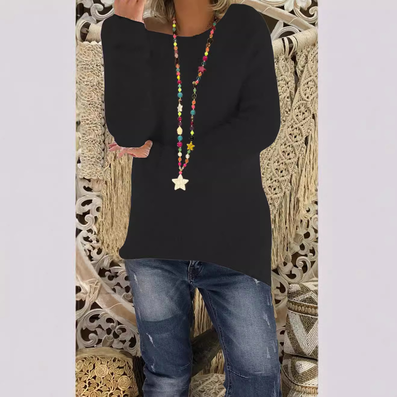 Oversize Langarmpullover für Damen – Weicher Baumwoll-Strickpullover für Herbst & Winter – Lässig-schicke Streetwear in 14 Farben (S-5XL)_voghion.com